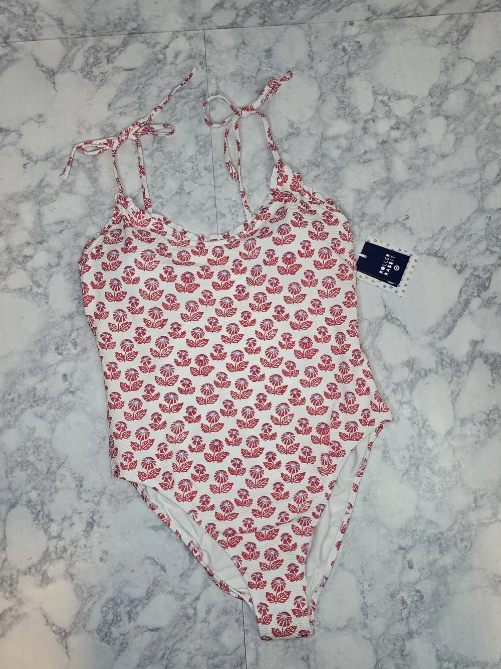 Roller Rabbit Cheeky Swimsuit White And Red Floral Large (12/14)